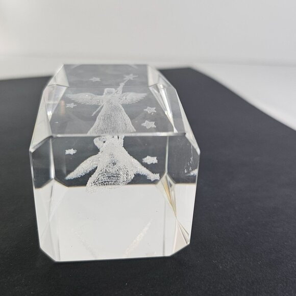 3D Laser Etched Fairy Angel Crystal Block Paperweight - Picture 6 of 8